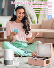 Load image into Gallery viewer, CD Player Portable for Home with Upgraded Speakers Bluetooth in/Out Rechargeable Desktop CD Player with LED Screen Boombox Music Player Peach Pink
