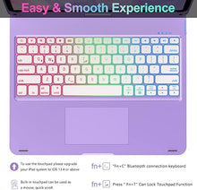 Load image into Gallery viewer, Swivel Wireless Keyboard Case for iPad Pro 12.9 (6th/5th/4th/3rd Gen), Rainbow Backlits &amp; Multi-Touch Trackpad, Magic 360° Rotatable Protective Keyboard Cover with Pencil Holder, Thin &amp; Light - Purple
