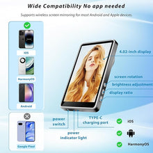 Load image into Gallery viewer, Wireless Selfie Monitor Screen for Media Content Creators, Back Camera Monitor Screen for iPhone &amp; Android, 1800mAh with Bluetooth Remote Rear Camera for Selfie Vlog Live Stream TikTok, Grey
