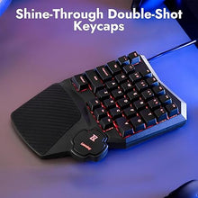 Load image into Gallery viewer, X0 One Handed Gaming Keyboard, 35 Keys North-Facing Red Backlit Wired QMK Keypad, Silicone Palm Rest, Shine-Through Double-Shot Keycaps with Linear Red Mechanical Switch for Windows/Linux

