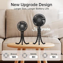 Load image into Gallery viewer, GUSGU Stroller Fan Clip on for Baby, Flexible Tripod &amp; Rechargeable Battery, Small Personal Fan, Mini Portable Fan for Travel, Handheld, Car (Black)
