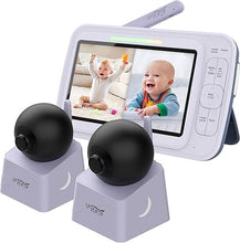 Load image into Gallery viewer, LEREVE Low EMF 5&quot; HD Baby Monitor with 2 Cameras, Auto Noise Reduce, No WiFi, PTZ Camera, Split Screen, Long Range, Lullaby, 2-Way Audio
