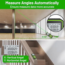 Load image into Gallery viewer, 330FT Professional Green Laser Measuring Tool with Angle Sensor, Huepar 1/16in Accuracy Medidor Laser Distance Measurement Tool, Rechargeable Digital Laser Room Measuring Device, Laser Distance Meters
