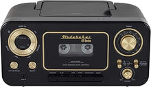 Load image into Gallery viewer, Studebaker Bluetooth Portable Stereo CD, AM/FM Stereo Radio and Cassette Player/Recorder (Black &amp; Gold)
