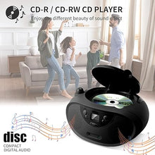 Load image into Gallery viewer, hPlay Gummy GC04 Portable CD Player Boombox with Digital Tunning AM FM Stereo Radio Kids CD Player LCD Display, Front Aux-in Port and Headphone Jack, Supported AC or Battery Powered- Black
