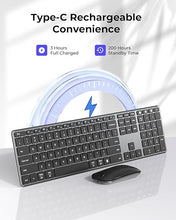 Load image into Gallery viewer, Wireless Bluetooth Keyboard and Mouse Combo (USB + Dual BT), seenda Multi-Device Rechargeable Slim Keyboard and Mouse, Compatible for Win 7/8/10, MacBook Pro/Air, iPad, Tablet - Black Gray
