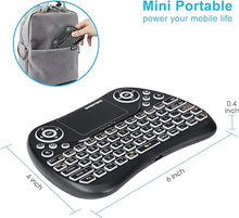 Load image into Gallery viewer, Backlit Mini Wireless Keyboard with Touchpad Mouse Combo QWERTY Keypad,Rechargeable Handheld Keyboard Remote for Smart TV,Android TV Box,Xbox,Raspberry Pi,PC
