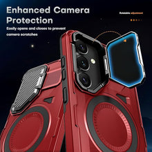 Load image into Gallery viewer, for Samsung Galaxy S25 Case with Screen Protector 6.2-Inch,[Compatible with Magsafe][Adjustable Camera Cover Stand] Military-Grade Protection Shockproof Protective Magnetic Case-Red
