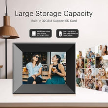 Load image into Gallery viewer, 8-Inch Digital Picture Frame with WiFi, Wood Finish Frame Smart Digital Photo Frame HD IPS Touch Screen with 16GB Storage – Easy Photo &amp; Video Sharing from Anywhere – Ideal Gift for Family, Black
