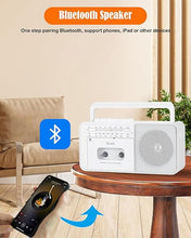 Load image into Gallery viewer, Rechargeable Cassette Tape Player Boombox with Bluetooth, Portable AM FM SW Radio Cassette Recorder, 8W Speaker and Earphone Jack,Support USB/TF Card, D Batteries or AC Plug in Power
