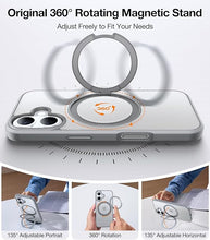 Load image into Gallery viewer, TORRAS Upgraded 360°Rotatable Magnetic Stand for iPhone 16 Case, [Fit for MagSafe] [Flexible Stand &amp; Ring Holder] Mil-Grade Shockproof Matte Anti-Scratch Slim Protective Kickstand Case, Gray 6.1 inch
