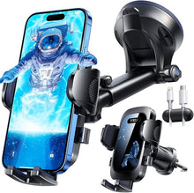 Load image into Gallery viewer, YRU?80+LBS Safest Rotatable Suction Cup 2024 Ultimate Car Phone Holder Mount ?Military-Grade &amp; All Patent Safety Certs? Dashboard Windshield Vent for iPhone 15 Pro Max 14 Samsung, Dark Black
