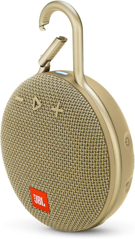 JBL Clip 3, Desert Sand - Waterproof, Durable & Portable Bluetooth Speaker - Up to 10 Hours of Play - Includes Noise-Cancelling Speakerphone & Wireless Streaming