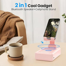 Load image into Gallery viewer, TechGlow Gift for Women Foldable Cellphone Stand with Bluetooth Speaker Wireless Speaker with Phone Holder Birthday Gift Idea for Mom Dad Cool Gadget Pink
