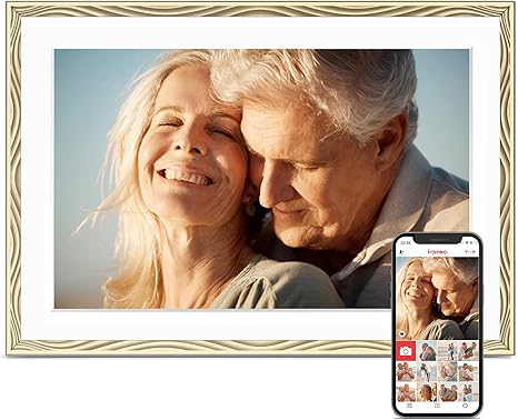 Digital Picture Frame, 10.1'' Frameo Digital Frame Wifi, 32GB Memory, 1280*800 HD Touch Screen Digital Photo Frame, Wall Mountable, Share Instantly, Anniversary, Birthday Gifts for Women, Mom, Golden