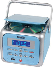 Load image into Gallery viewer, Jensen CD-660 Portable Stereo CD Player Boombox with Bluetooth | FM Radio | USB | Aux-in Headphone Jack | CD-R/RW MP3 Playback | (Sky Blue)
