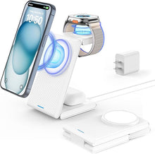 Load image into Gallery viewer, 3 in 1 Wireless Charging Station for MagSafe, Foldable Magnetic Wireless Charger Stand for Multiple Devices, Wireless Charger for iPhone 16/15/14/13/12, Apple Watch 9/8/7/6/SE/5/4/3/2, AirPods 3/2/Pro
