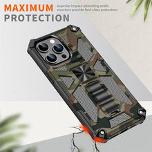 Load image into Gallery viewer, CCSmall for iPhone 16 Pro Case Camouflage with Kickstand for Men, Military Grade Shockproof Protective Phone Cover Built-in Stand Case for iPhone 16 Pro Camo Black

