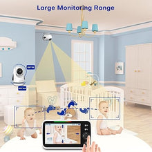 Load image into Gallery viewer, Baby Monitor with Camera and Audio, 5&#39;&#39; Sreen Baby Monitor No WiFi, 30-Hour Battery, Pan-Tilt-Zoom Video Baby Monitors Portable, Night Vision,VOX Mode,2-Way Talk,8 Lullabies and 1000ft Range
