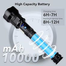 Load image into Gallery viewer, Flashlights High Lumens Rechargeable, Super Bright 990000 Lumens Flashlights with USB Cable, Brightest LED Flashlight for Emergencies, High Powered Flash Light IPX6 Waterproof 7 Light Modes Zoomable
