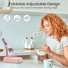 Load image into Gallery viewer, TechGlow Gift for Women Foldable Cellphone Stand with Bluetooth Speaker Wireless Speaker with Phone Holder Birthday Gift Idea for Mom Dad Cool Gadget Pink
