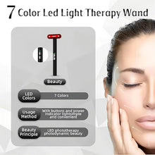 Load image into Gallery viewer, Led-Light-Therapy, 7 Color Face Skincare Wand with Facial Massager LED Face Skin Rejuvenation for Face &amp; Neck &amp; Eye Skincare Equipment Red Light Wand
