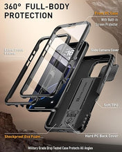 Load image into Gallery viewer, Poetic Revolution Case for iPhone 16 Pro 6.3 inch, [Slide Camera Cover], Full-Body Military Grade Rugged Shockproof Cover with Kickstand and Built-in-Screen Protector, Black
