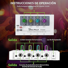 Load image into Gallery viewer, Bolanle PH400 4-Channel Headphone Amplifier 3.5mm&amp;6.35mm Jacks, Headphone Splitter with 8 Headphone Output Port, Compact Headphone Amp with Mono and Stereo Switch, 7 Color Breathing Light.
