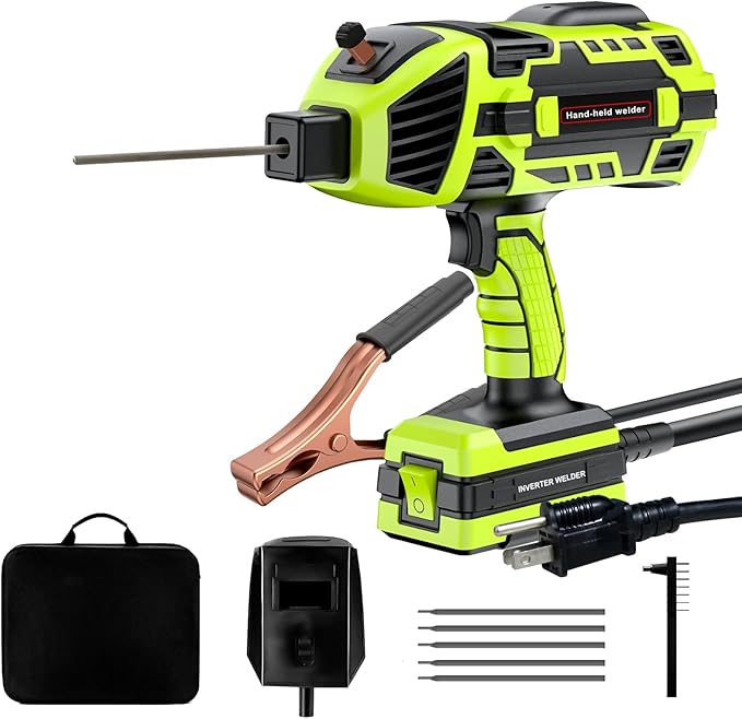 110V 120Amp Welding Machine Handheld Portable ARC Welder Gun Hand Held Welder Machine with Digital Display IGBT Inverter 6 Variable Current Adjustment for 1/16''-1/8'' Welding Rods