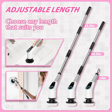Load image into Gallery viewer, Electric Spin Scrubber, Cordless Cleaning Brush, Shower Scrubber with 8 Replaceable Brush Head, Power Cleaning Brush with Extension Handle, 2 Adjustable Speed, for Bathtub Grout Tile Floor

