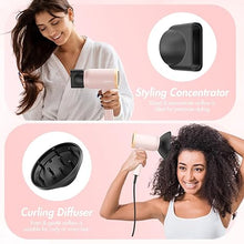 Load image into Gallery viewer, ANIEKIN Hair Dryer, 1875W Ionic Blow Dryer with Diffuser and Concentrator for Women Curly Hair Fast Drying as Constant Temperature, Portable Hair Dryer for Travel, Pink
