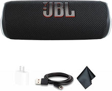 Load image into Gallery viewer, JBL Flip 6 Portable Bluetooth Speaker, deep bass, IPX7 Waterproof, for Home, Outdoor and Travel (Black) (JBLFLIP6BLKAM) + USB Adapter + Microfiber Cloth
