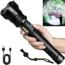 Load image into Gallery viewer, Flashlights High Lumens Rechargeable, Super Bright 990000 Lumens Flashlights with USB Cable, Brightest LED Flashlight for Emergencies, High Powered Flash Light IPX6 Waterproof 7 Light Modes Zoomable
