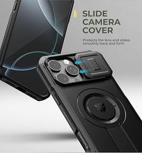 Load image into Gallery viewer, Dexnor for iPhone 16 Pro Max Case with Slide Camera Cover &amp; Adjustable Kickstand, Magnetic Rugged Shockproof Bumper Cases Heavy-Duty Magnetic Protective Cover,Black
