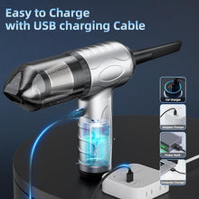 Load image into Gallery viewer, 4-in-1 Compressed Air Duster, 120000RPM Mini Vacuum Keyboard Cleaner, Air Blower&amp; Pumper, Keyboard Duster with LED Light - Electric Air Duster Cleaner for Computer and Car Deep Cleaning
