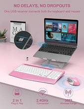 Load image into Gallery viewer, Wireless Keyboard and Mouse Combo, Ergonomic Keyboard with Wrist Rest, Phone Holder, Sleep Mode, 2.4G Lag-Free Rechargeable Compact Silent Cordless Keyboard Mouse for Windows, Mac, Laptop, PC (Pink)
