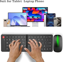 Load image into Gallery viewer, Foldable Keyboard and Mouse,Wireless Keyboard Mouse Combo with Portable Case, Rechargeable Bluetooth Travel Multi-Device Keyboard Mouse for Windows iOS Android, PC/Laptop/Ipad/Tablet
