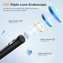 Load image into Gallery viewer, [Triple-Lens]Borescope, 1080P Endoscope Camera with Light - IP68 Sewer Inspection Camera with 32GB Card, 4.5&quot; Flexible Camera Snake 32.8FT Semi-Rigid Cable, Mens Gifts for Christmas, Cool Gadget Tool
