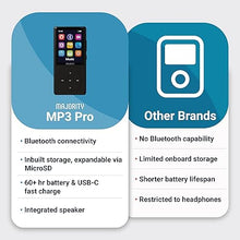 Load image into Gallery viewer, Bluetooth MP3 Player with Earphones | 64GB Slim, Expandable up-to 128GB, Inbuilt Speaker, 2.4” Full Color Display with Intuitive Touch Controls, 67h Battery Life | Majority MP3 Pro
