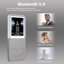 Load image into Gallery viewer, Mp3 Player with Bluetooth Music Players,Portable Walkman Mp3/Mp4 Players Build-in Video,Voice Record,Fm Radio,E-Book,Photo Viewer,Alarm Clock,1.8&quot; HD Screen MP3 Player with SD Card Slot(White 16GB)
