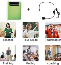 Load image into Gallery viewer, Voice Amplifier?Professional Mini Portable lotmusic Microphone Amplifier Speaker Rechargeable Wired Microphone Headset, Personal for Teacher Classroom Outdoor Meeting Tour Guides (Green)
