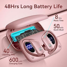 Load image into Gallery viewer, bmani Wireless Earbuds Bluetooth Headphones 48hrs Play Back Sport Earphones with LED Display Over-Ear Buds with Earhooks Built-in Mic Headset for Workout Pink
