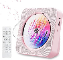 Load image into Gallery viewer, CD Player Portable Bluetooth 5.1 Desktop CD Player with HiFi Sound Speakers,Remote Control,Dust Cover,LED Display,Boombox FM Radio,USB/AUX for Home,Kids (Pink)
