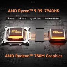 Load image into Gallery viewer, GEEKOM AX7 Pro Mini PC,AMD Ryzen R9-7940HS (8C/16T,up to 5.2GHz) Mini Computers, 32GB DDR5 5600Mhz RAM&amp;2TB PCIe Gen 4 SSD, Mini Desktop Windows 11 Pro, AMD Radeon 780M /WiFi 6E/BT5.2/2.5G LAN
