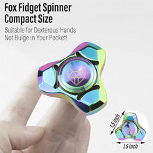Load image into Gallery viewer, FREELOVE Metal Fidget Spinner, Stainless Steel Heavy, Long Spinning Toys, Cool Silent, Small Mini Fox Figette Spiner for Adults Men Anxiety, Quiet Bearing, Rainbow
