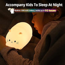 Load image into Gallery viewer, ZKLiLi Cat Night Light, Cute Cat Nursery Lights USB Rechargeable Cat Lamp Nightlight Birthday Christmas Gift with 7-Color Breathing Modes for Kids Baby Children (Cat - MB)
