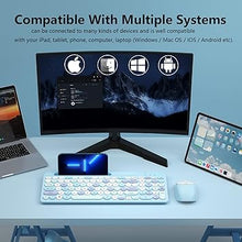 Load image into Gallery viewer, Bluetooth Keyboard and Mouse Wireless, Multi-Device Rechargeable Keyboard and Mouse Combo with Phone Holder (Bluetooth 5.0+3.0+2.4GHz) Quiet Ergonomic Compatible with Mac/Windows/iOS/Android (Blue)
