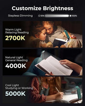 Load image into Gallery viewer, 86lux Reading Light, Rechargable Book Light for Reading in Bed, Ultralight Clip-on LED Bookmark Lamp with 3 Amber Colors &amp; Stepless Dimming for Night Reading for Book Lovers, Kids, Green
