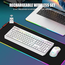 Load image into Gallery viewer, RedThunder K20 Wireless Keyboard and Mouse Combo, Full Size Anti-Ghosting Keyboard with Multimedia Keys + 7D 4800DPI Optical Mice, Rechargeable RGB Gaming/Office Set for PC Laptop Mac Xbox (White)
