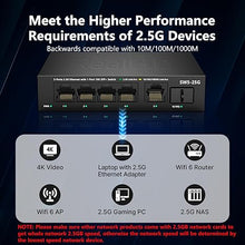 Load image into Gallery viewer, 5 Port 2.5GB Ethernet Switch Unmanaged Network Switch | 5 x 2.5 Gigabit | 1 x 10G SFP+ | Multigig Switch 10-100-1000Mbps | 45G Bandwidth | Plug &amp; Play | Fanless Metal Internet Switch | NOT Support VPN
